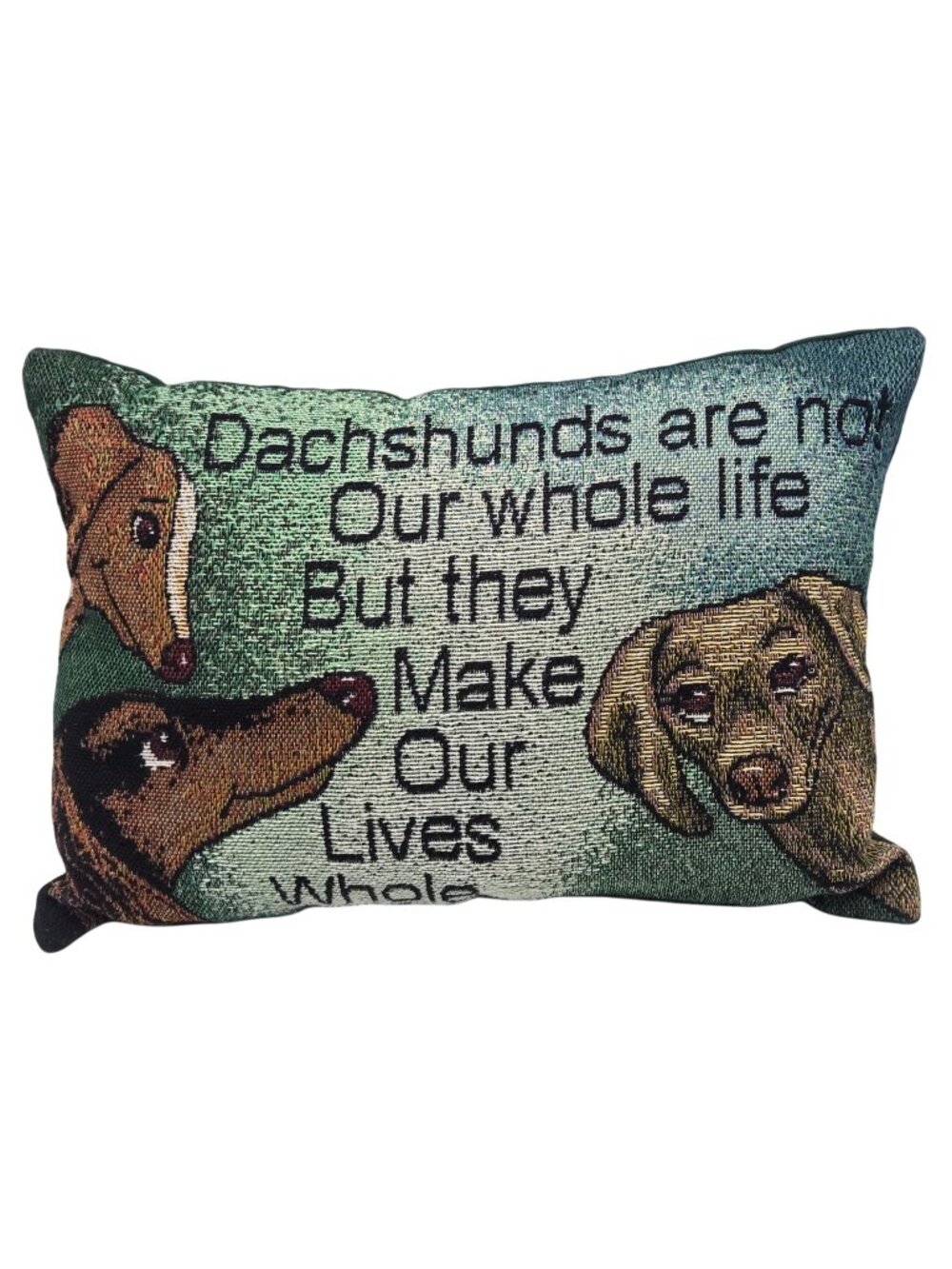 Dachshund Tapestry Decorative Throw Pillow Dog Green Brown 11 x 7